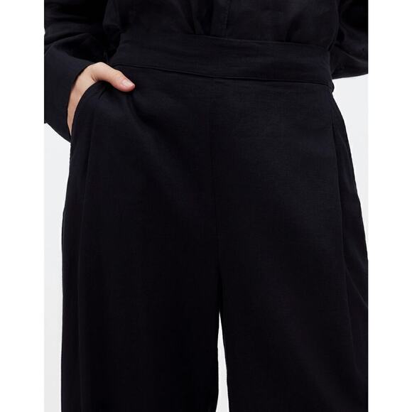 Madewell Pants Pull On Straight Crop High Rise Relaxed True Black NWT Size 00 - Picture 5 of 12